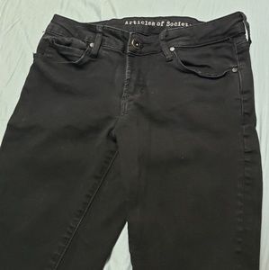 Black frayed ends skinny jeans